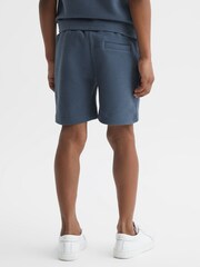 Reiss Airforce Blue Robin Slim Fit Textured Drawstring Shorts - Image 5 of 6