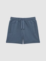 Reiss Airforce Blue Robin Slim Fit Textured Drawstring Shorts - Image 2 of 6