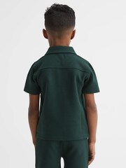 Reiss Emerald Creed Slim Fit Textured Half Zip Polo Shirt - Image 5 of 6