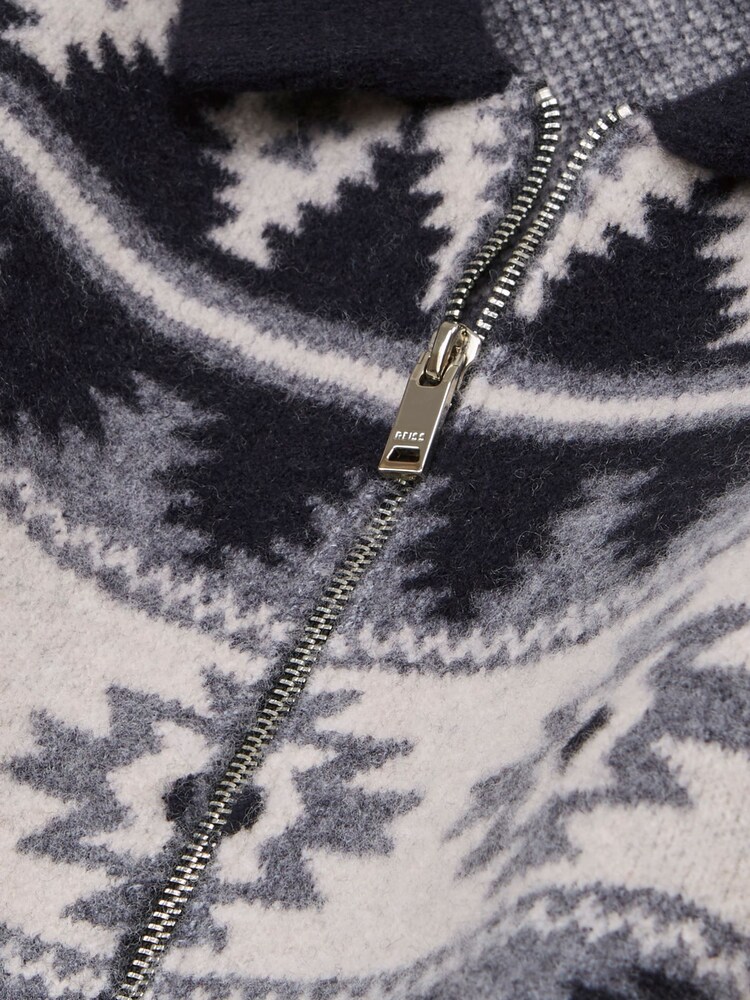Reiss Navy Elias Navajo Print Zip-Through Jumper - Image 6 of 6 Reiss Navy Elias Navajo Print Zip-Through Jumper - Image 6 of 6