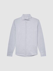 Reiss Grey Melange Belief Slim Fit Flannel Shirt - Image 2 of 6