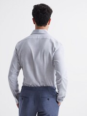 Reiss Grey Melange Belief Slim Fit Flannel Shirt - Image 5 of 6