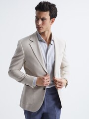 Reiss Grey Melange Belief Slim Fit Flannel Shirt - Image 6 of 6