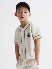 Reiss Ecru Jonny Junior Textured Collarless Shirt - Image 1 of 6