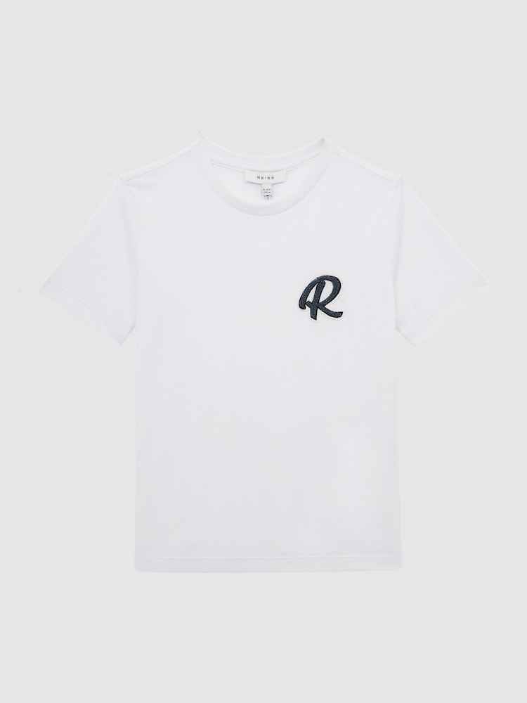 Reiss White Jude 3-9 yrs Cotton Crew Neck T-Shirt - Image 2 of 7