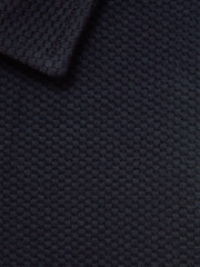 Reiss Navy Creed Slim Fit Textured Half Zip Polo Shirt - Image 6 of 6
