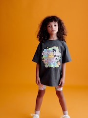 Charcoal Grey Bright Character Oversized T-Shirt and Cycle Shorts Set (3-16yrs) - Image 1 of 7