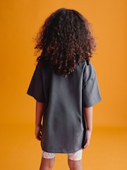 Charcoal Grey Bright Character Oversized T-Shirt and Cycle Shorts Set (3-16yrs) - Image 4 of 7