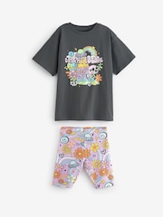 Charcoal Grey Bright Character Oversized T-Shirt and Cycle Shorts Set (3-16yrs) - Image 5 of 7