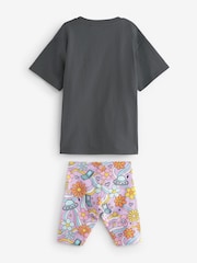 Charcoal Grey Bright Character Oversized T-Shirt and Cycle Shorts Set (3-16yrs) - Image 6 of 7