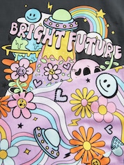 Charcoal Grey Bright Character Oversized T-Shirt and Cycle Shorts Set (3-16yrs) - Image 7 of 7