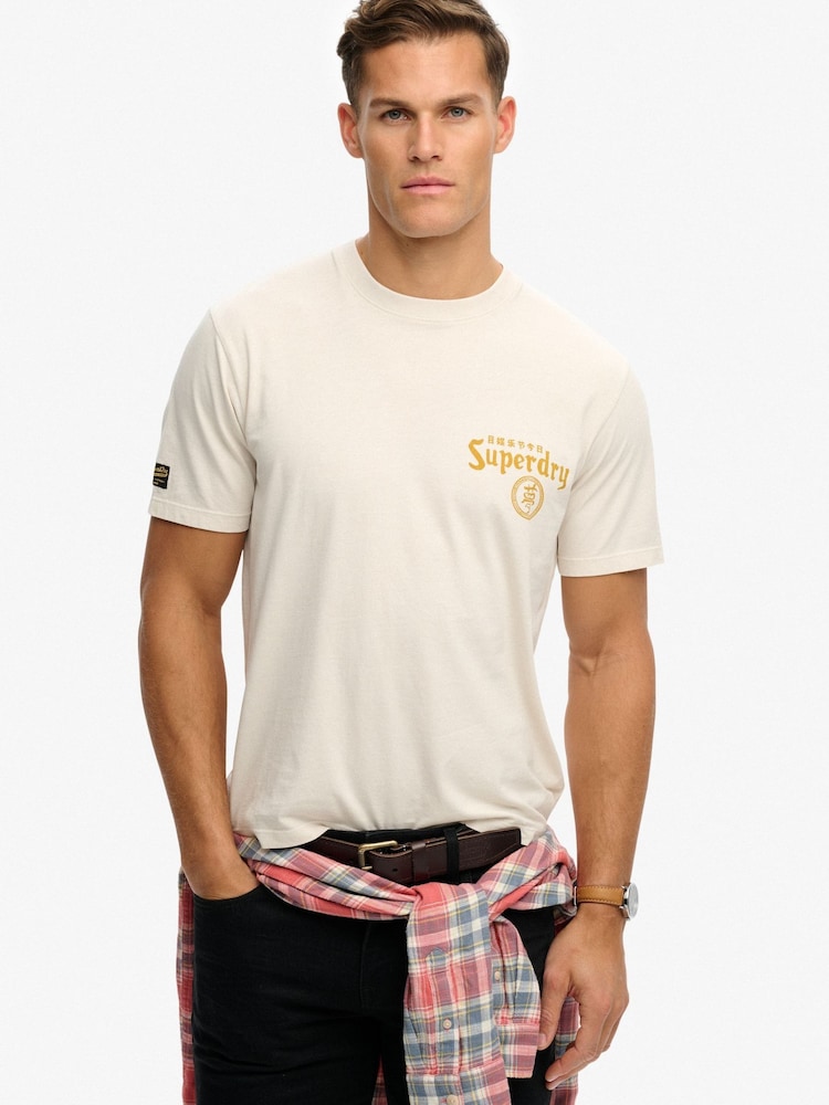 Superdry Cream Tokyo Narrative Loose T-Shirt - Image 1 of 6