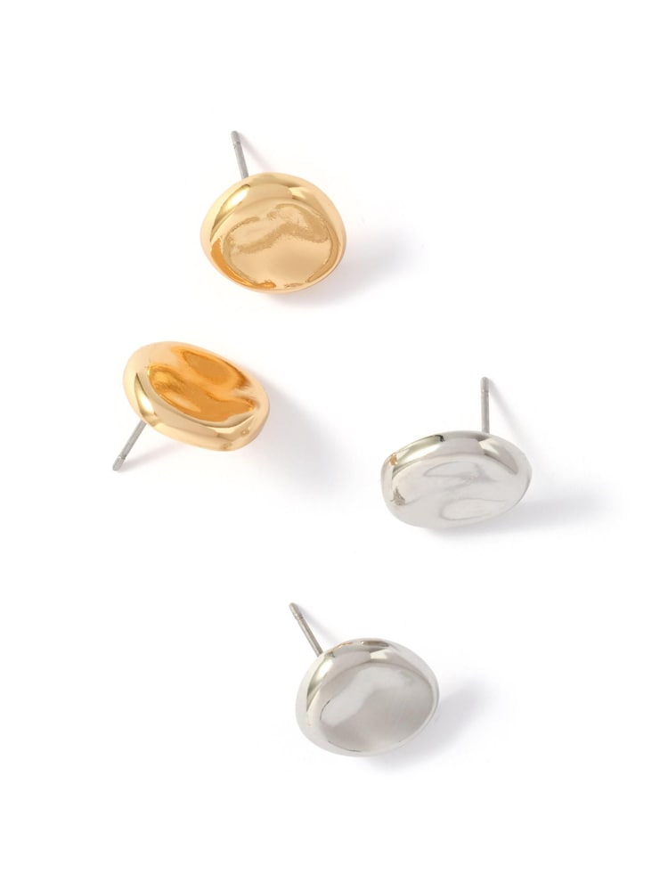 Mint Velvet Silver Shiny Stud Earrings - Image 2 of 3