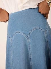 Mint Velvet Blue Denim Midi Skirt - Image 4 of 7
