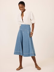 Mint Velvet Blue Denim Midi Skirt - Image 5 of 7