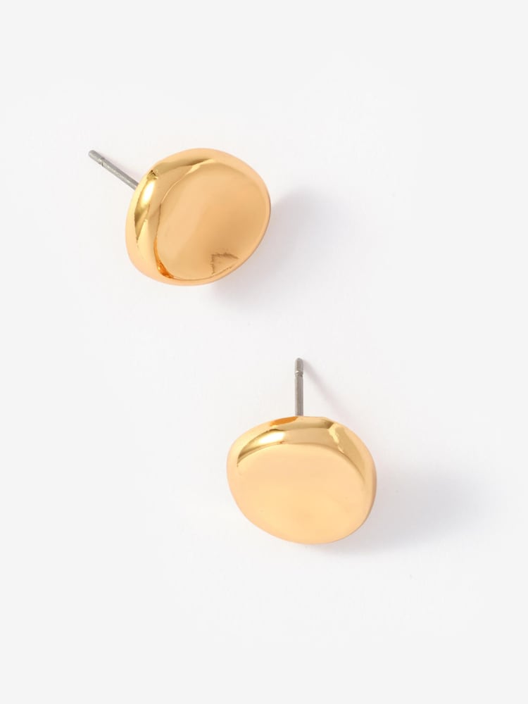 Mint Velvet Gold Shiny Stud Earrings - Image 2 of 3