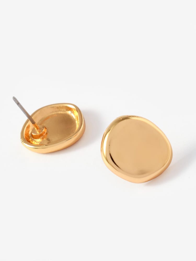 Mint Velvet Gold Shiny Stud Earrings - Image 3 of 3
