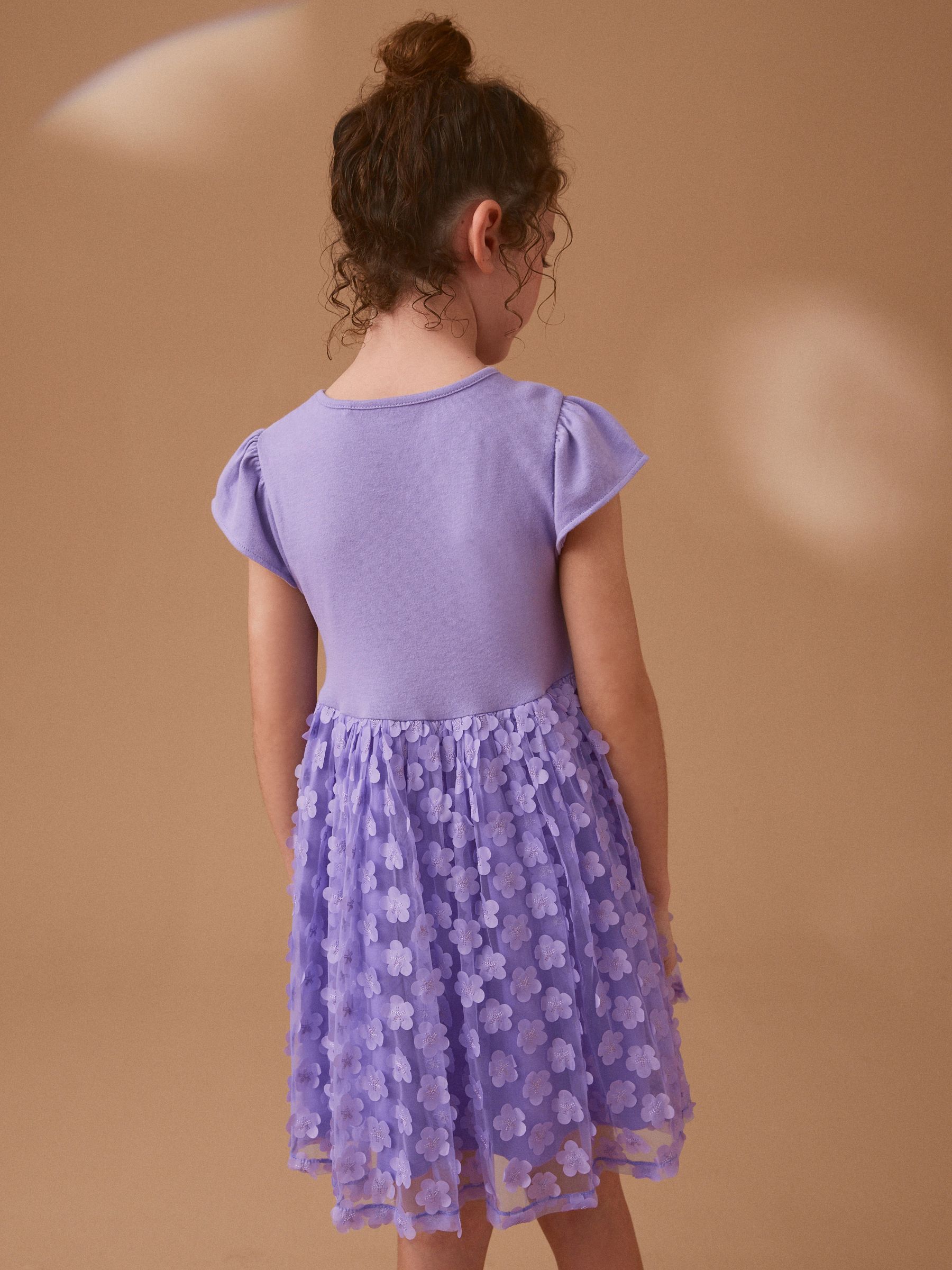 Buy Lilac Purple 3D Floral Skirt Dress (3-12yrs) from Next Luxembourg