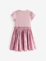 Pink Woodblock Floral 100% Cotton Skirt Dress (3-12yrs) - Image 5 of 6