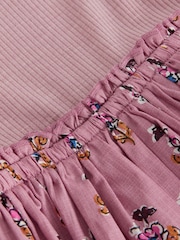 Pink Woodblock Floral 100% Cotton Skirt Dress (3-12yrs) - Image 6 of 6