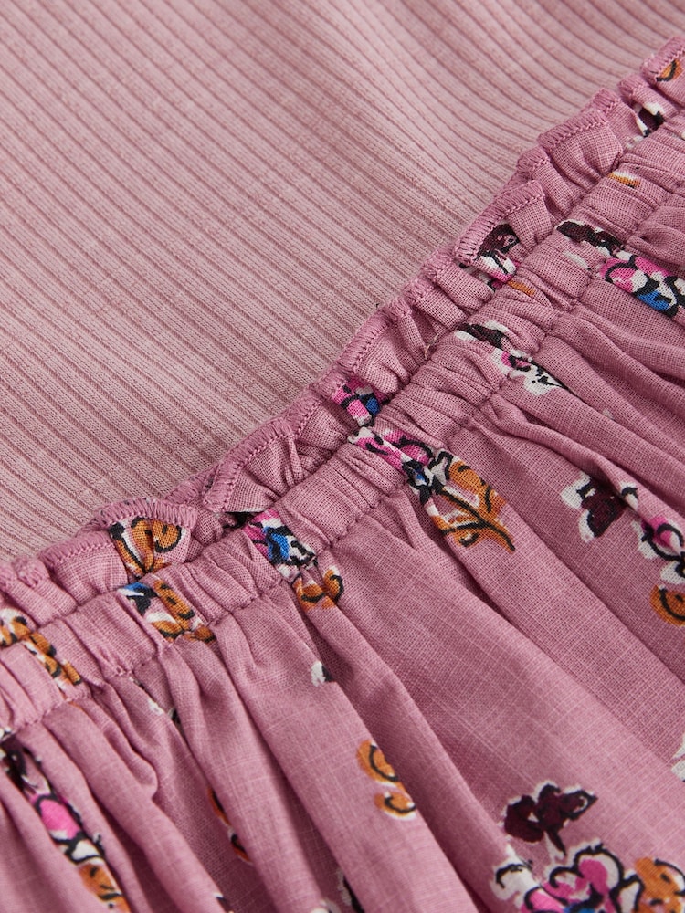 Pink Woodblock Floral 100% Cotton Skirt Dress (3-12yrs) - Image 6 of 6