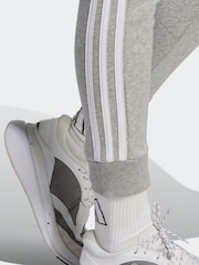 adidas Grey Essentials 3 Stripe Fleece Joggers - Image 5 of 6