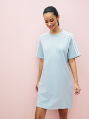 adidas Blue Boyfriend Sportswear Essentials 3-Stripes Single Jersey T-Shirt Dress - Image 1 of 6