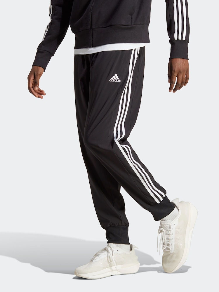 adidas Black Sportswear Aeroready Essentials Tapered Cuff Woven 3-Stripes Joggers - Image 1 of 8