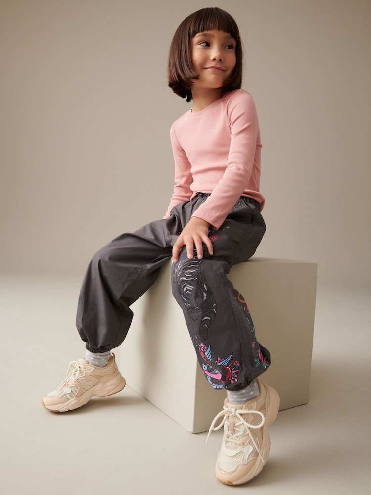 Charcoal Grey Printed Parachute Cargo Trousers (3-16yrs) - Image 1 of 7