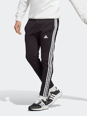 adidas Black Sportswear Essentials Single Jersey Tapered Open Hem 3-Stripes Joggers - Image 1 of 6