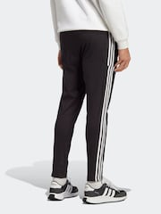 adidas Black Sportswear Essentials Single Jersey Tapered Open Hem 3-Stripes Joggers - Image 2 of 6