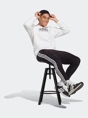 adidas Black Sportswear Essentials Single Jersey Tapered Open Hem 3-Stripes Joggers - Image 3 of 6
