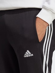 adidas Black Sportswear Essentials Single Jersey Tapered Open Hem 3-Stripes Joggers - Image 4 of 6
