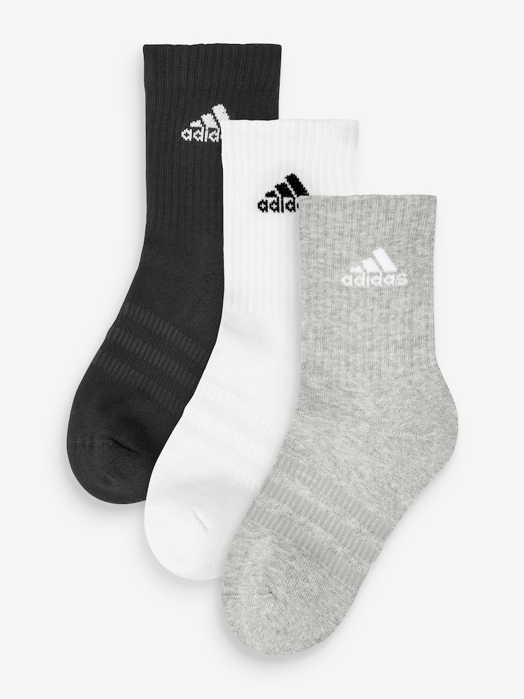 Серый - 3 Пакет - Набор из 3 пар амортизирующих носков adidas - Изображение 1 из 4