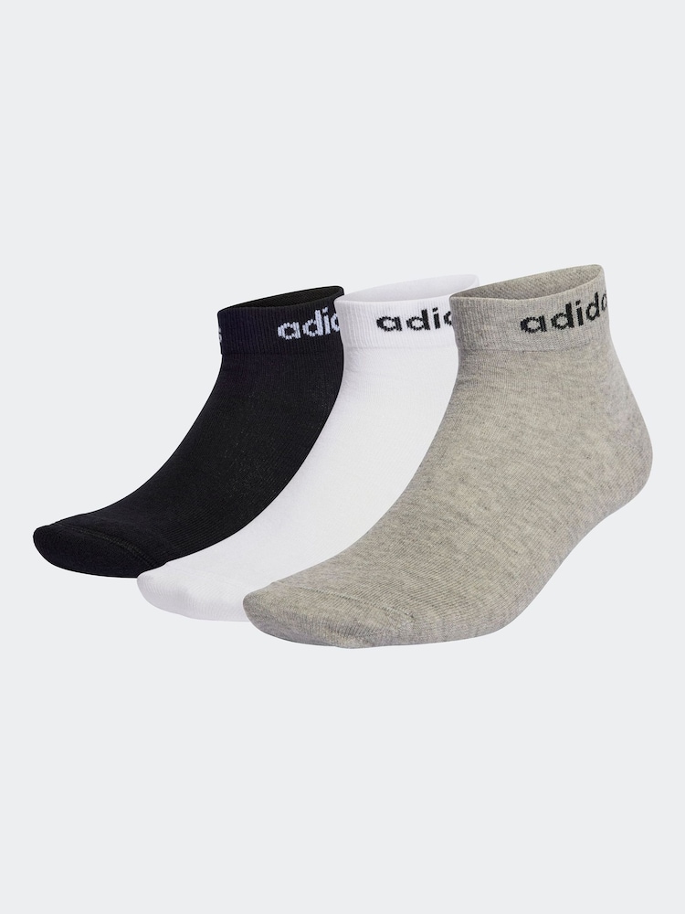adidas Grey Think Linear Ankle Socks 3 Pack - Image 1 of 1