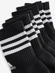 adidas Night Black 3-Stripe Crew Length Socks 3 Pack - Image 2 of 4