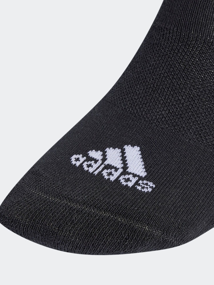adidas Black 3-Stripes Cushioned Sportswear Mid Cut Socks 3 Pairs - Image 3 of 4