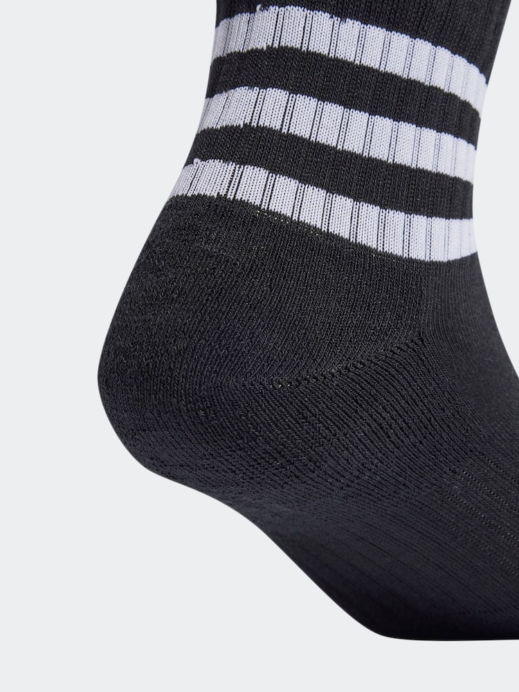 adidas Black 3-Stripes Cushioned Sportswear Mid Cut Socks 3 Pairs - Image 4 of 4