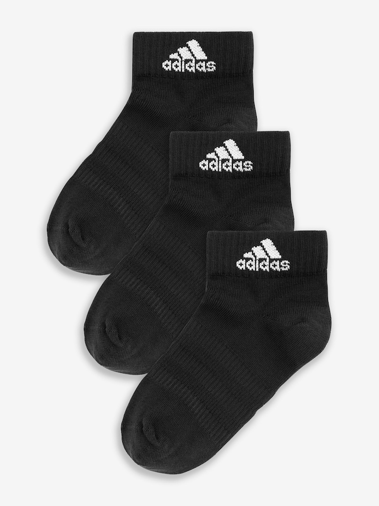 adidas Black Thin And Light Ankle Socks 3 Pairs - Image 1 of 4 adidas Black Thin And Light Ankle Socks 3 Pairs - Image 1 of 4