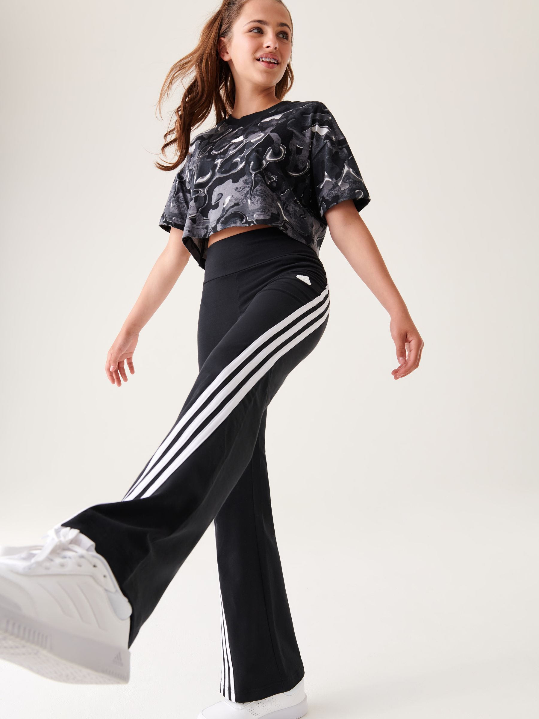 Buy adidas Black Sportswear Future Icons 3 Stripes Cotton Flared Leggings from Next Luxembourg