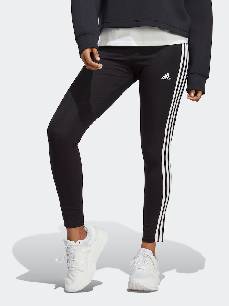 adidas Black 3 Stripe High Waist Leggings - Image 1 of 5