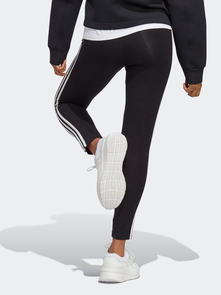 adidas Black 3 Stripe High Waist Leggings - Image 2 of 5