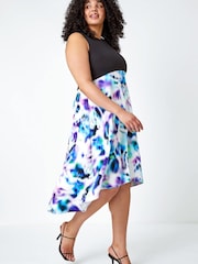 Roman Purple Curve Premium Stretch Abstract Midi Dress - Image 1 of 5