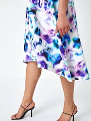 Roman Purple Curve Premium Stretch Abstract Midi Dress - Image 5 of 5