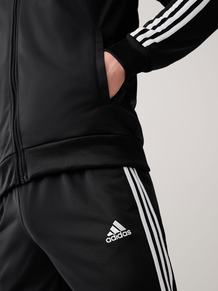 adidas Black 3-Stripe Tricot Tracksuit - Image 3 of 6