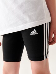 adidas Black Sportswear Essentials 3-Stripes Cotton Biker Shorts - Image 2 of 8