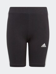 adidas Black Sportswear Essentials 3-Stripes Cotton Biker Shorts - Image 4 of 8