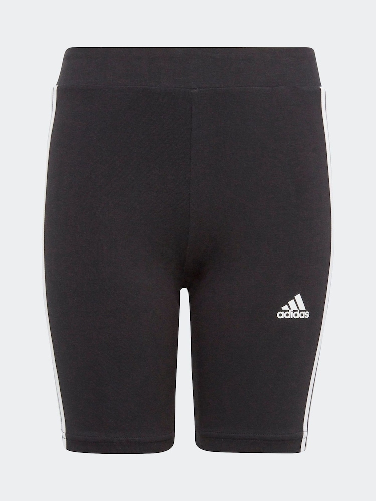 adidas Black Sportswear Essentials 3-Stripes Cotton Biker Shorts - Image 4 of 8