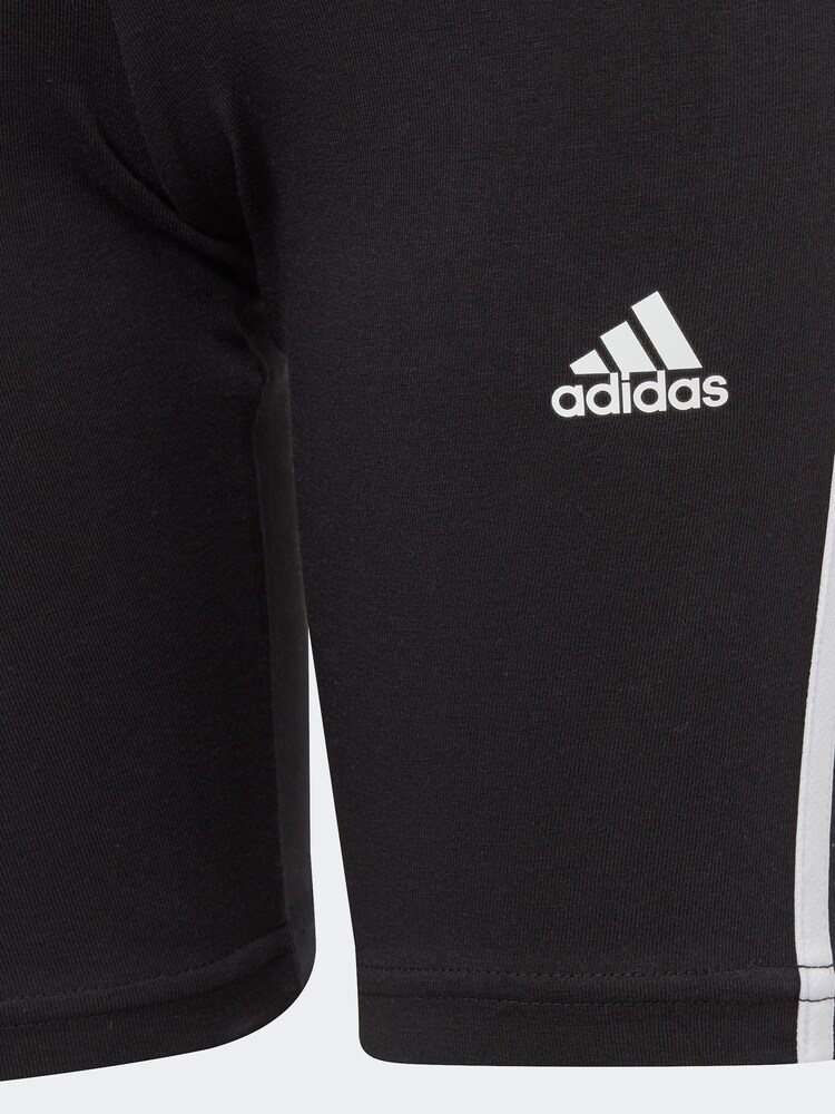 adidas Black Sportswear Essentials 3-Stripes Cotton Biker Shorts - Image 6 of 8