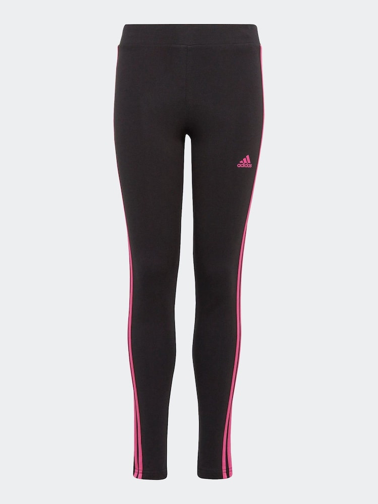 adidas Black Sportswear Essentials 3-Stripes Cotton Leggings - Image 1 of 5